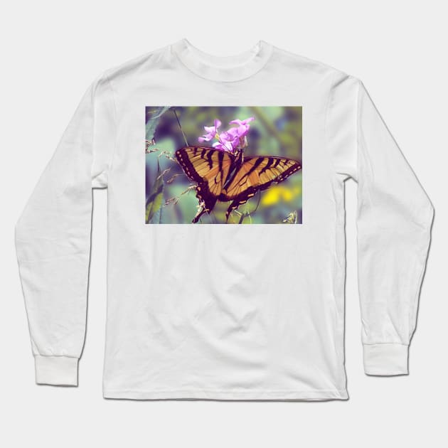 Yellow Swallow Tail Butterfly Long Sleeve T-Shirt by saradaboru